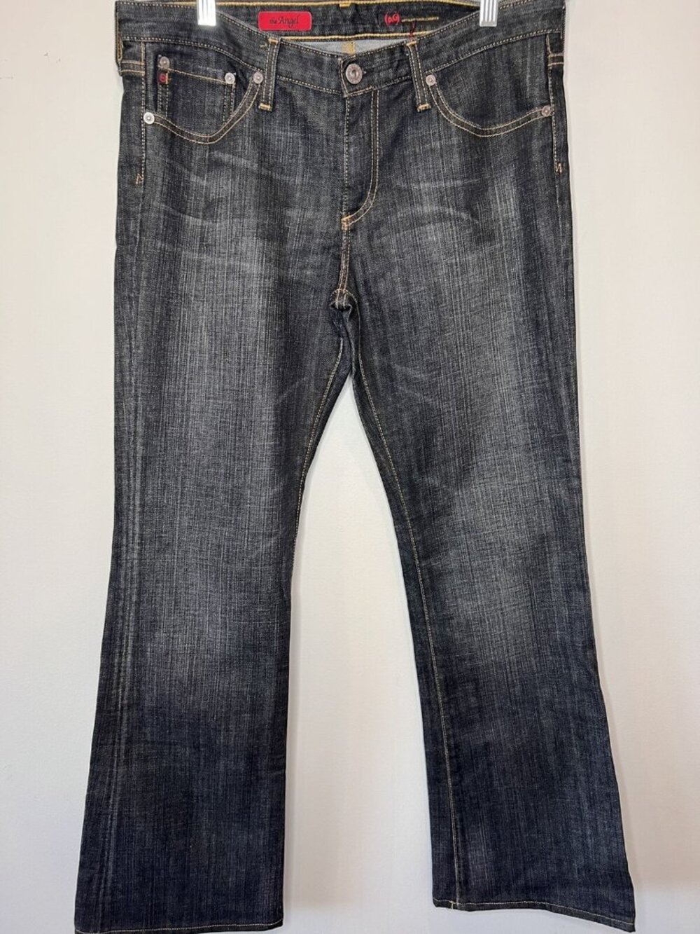 AG Adriano Goldschmied The Angel Boot Cut Black Denim Jeans Sz 32 Reg